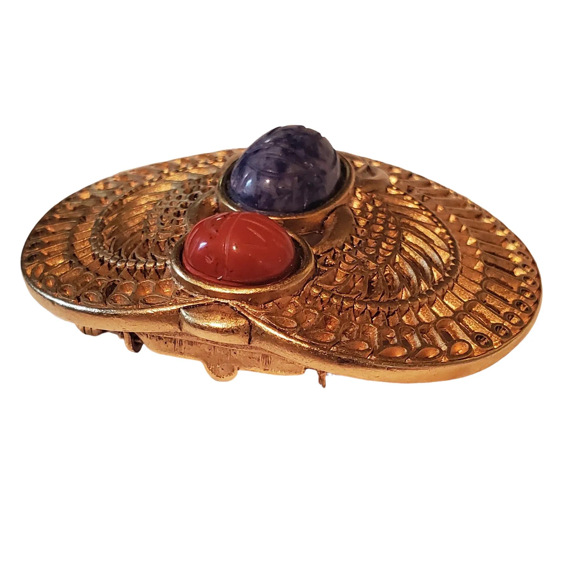 Mary McFadden Gilded Gold Hardware "Scarab" Brooch Scarf Clip