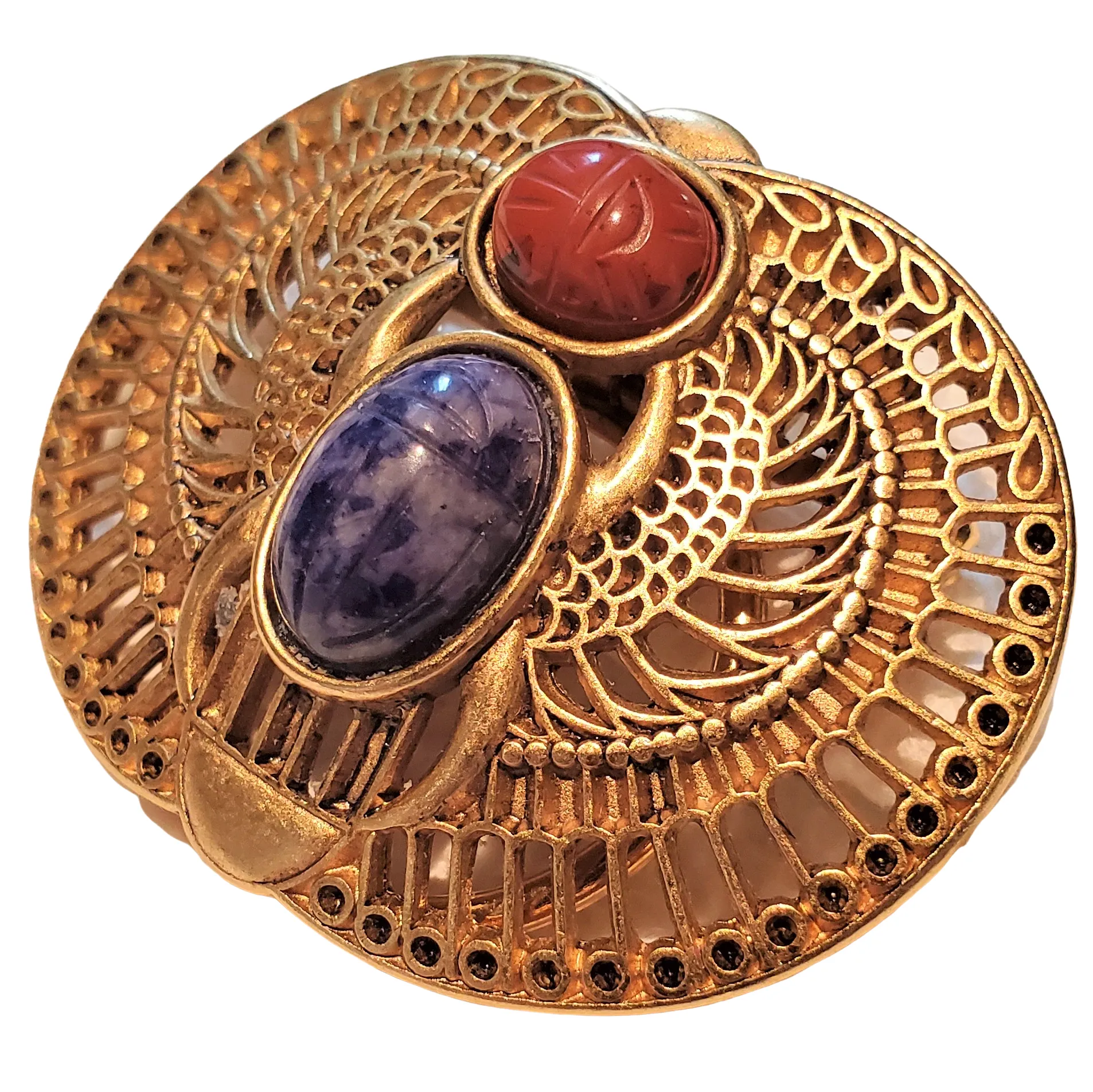 Mary McFadden Gilded Gold Hardware "Scarab" Brooch Scarf Clip