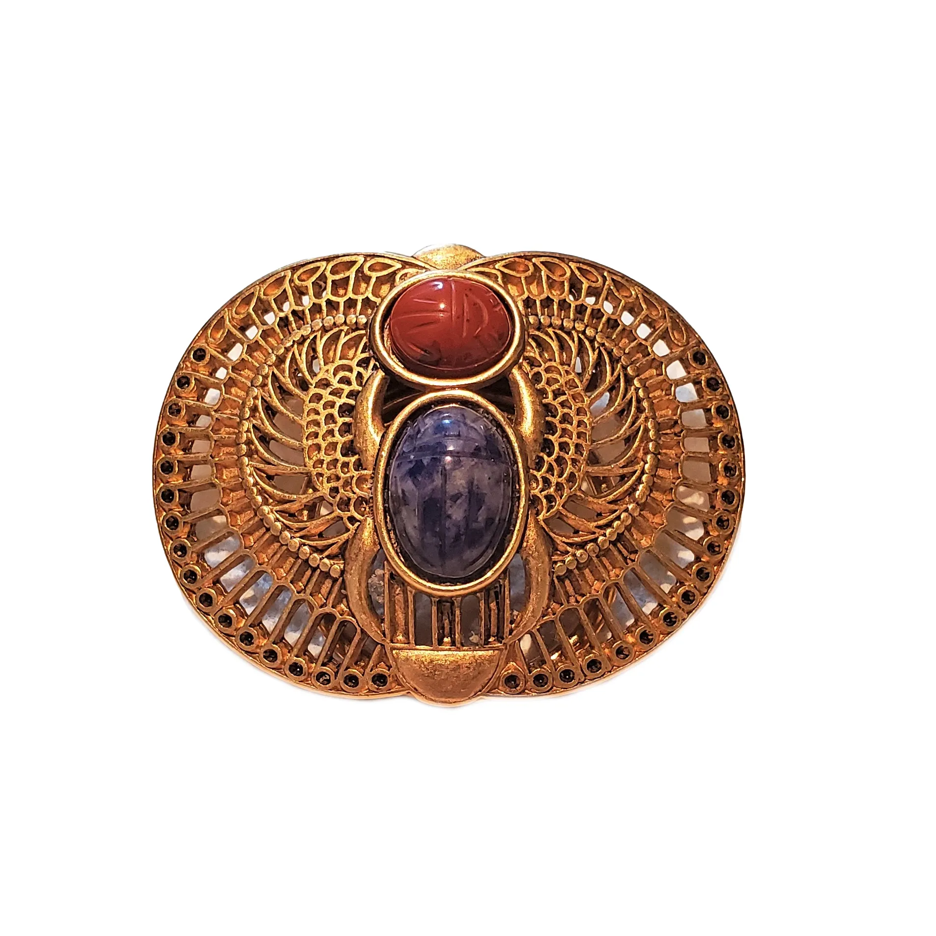 Mary McFadden Gilded Gold Hardware "Scarab" Brooch Scarf Clip