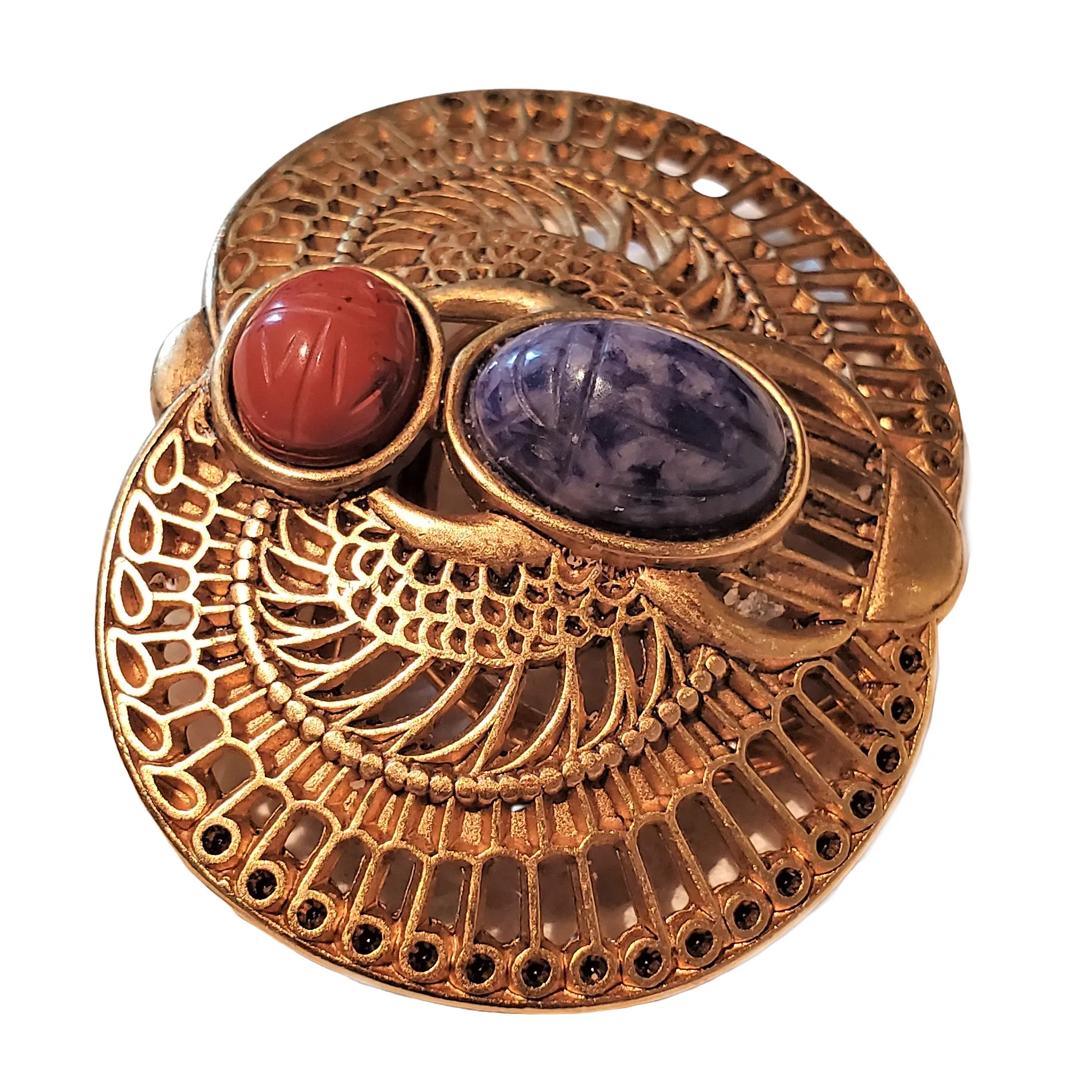 Mary McFadden Gilded Gold Hardware "Scarab" Brooch Scarf Clip