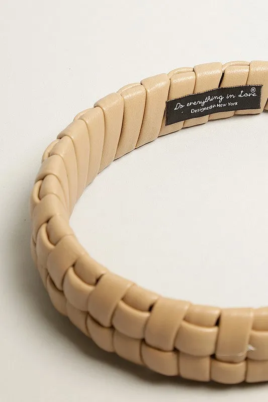 Padded Braided PU Leather Hairband