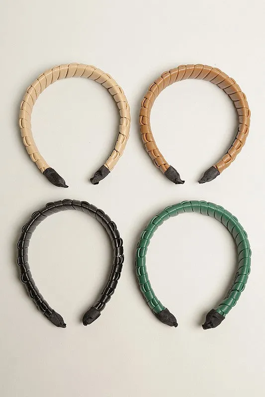 Padded Braided PU Leather Hairband