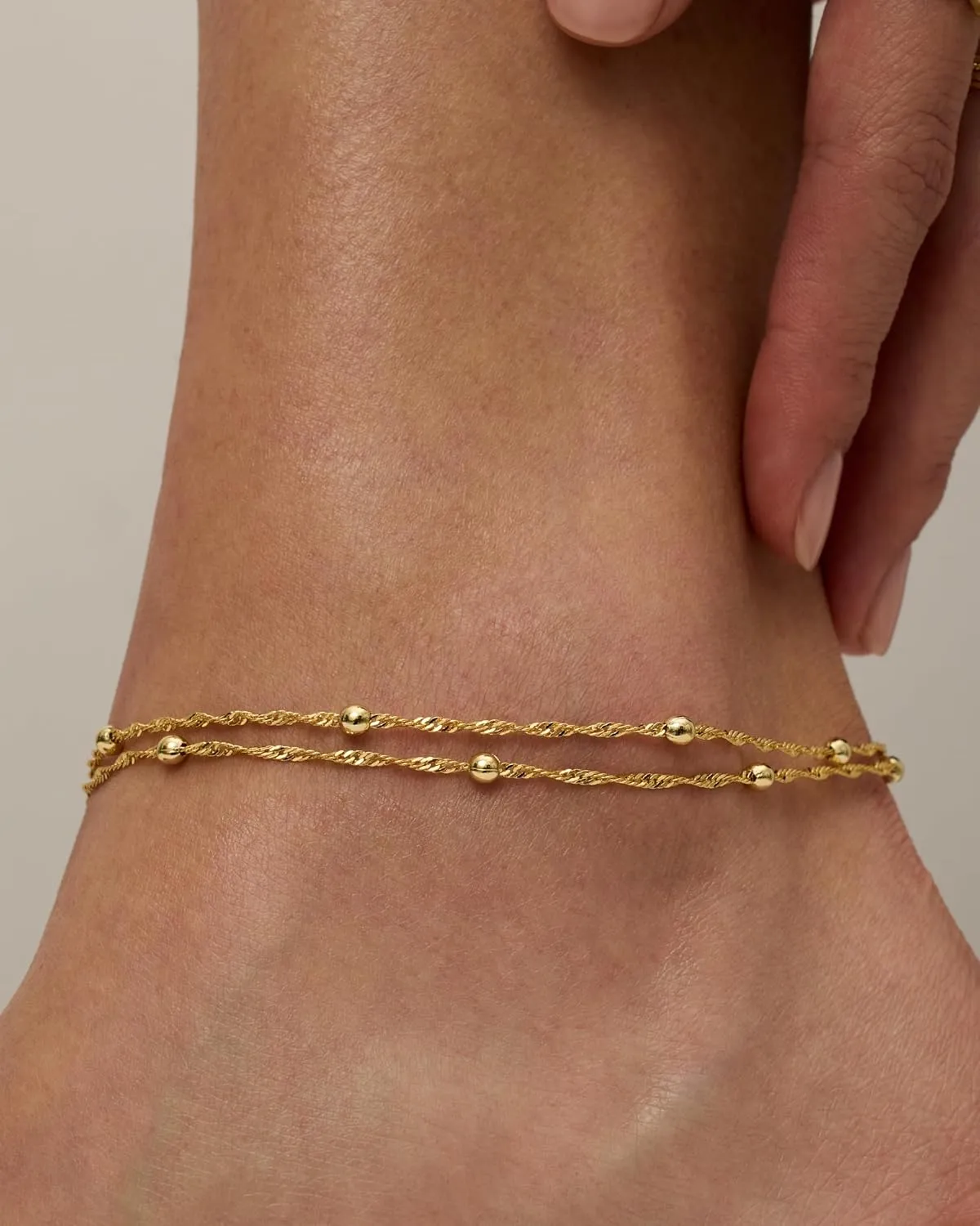 PAVOI 14K Gold Plated Charm Link Chain Anklets for Women | Dainty Cubic Zirconia Boho Dot Evil Eye Star Station Solitaire Pearl Beaded Festival Adjustable Gold Anklets