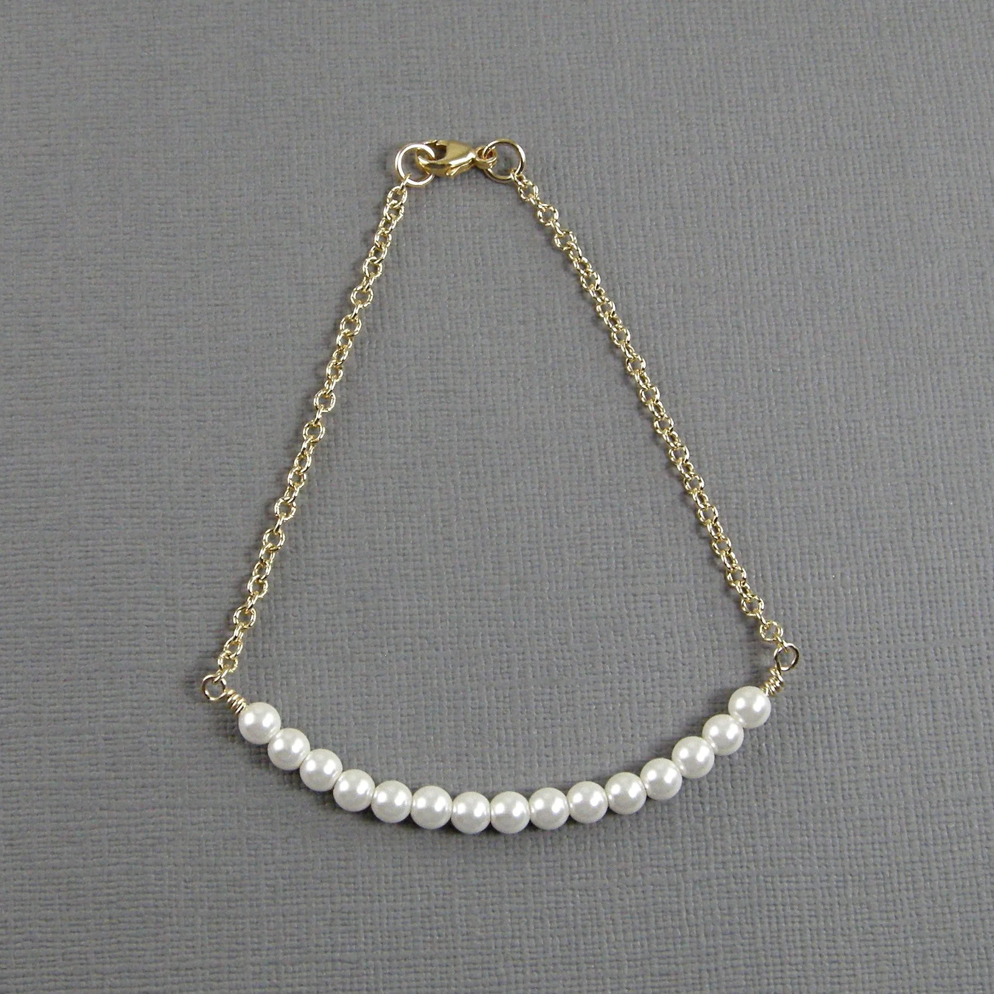 Pearl Anklet, White Pearl Gold Chain Anklet