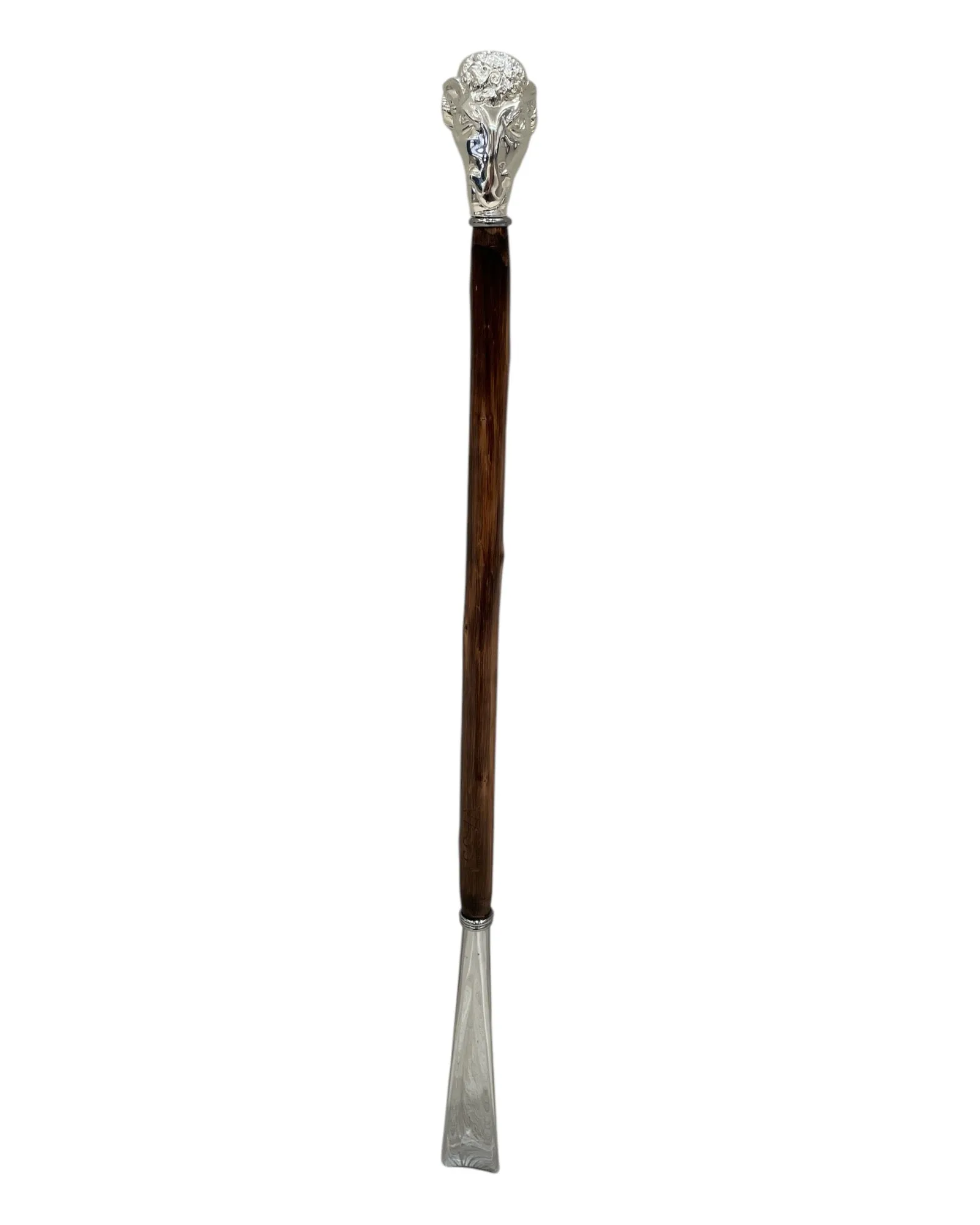 Ram Long Handled Brass Shoehorn- Silver/Chestnut