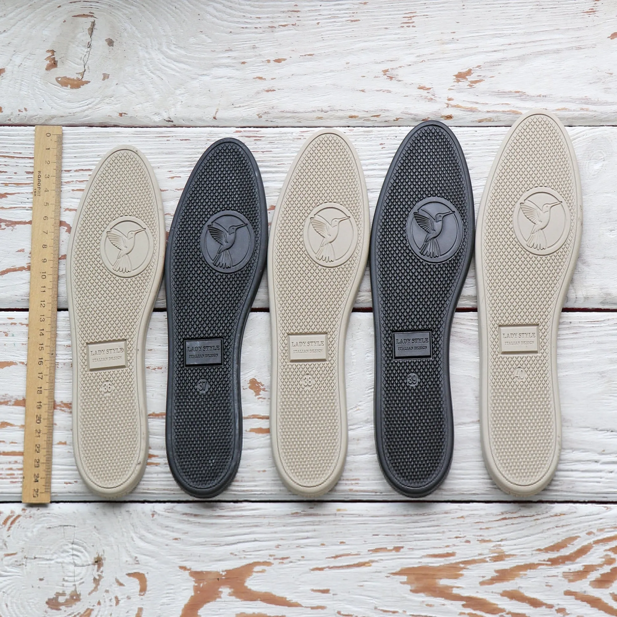 Rubber Soles, Sizes 36 - 40, 2 Colors