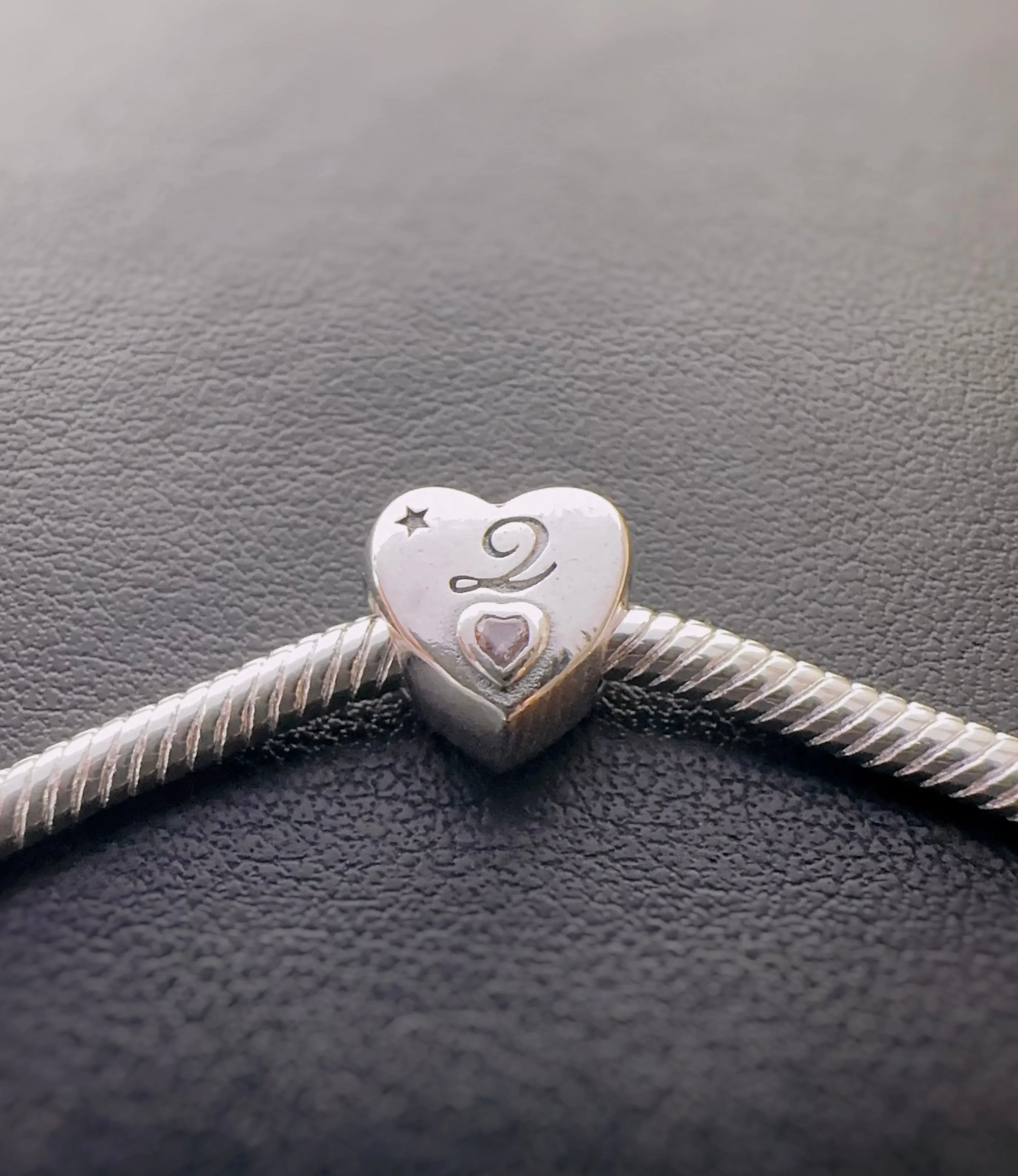 S925 Silver New Alphabet Initial Letter Q Heart Charm For Bracelet and Necklace