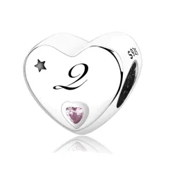 S925 Silver New Alphabet Initial Letter Q Heart Charm For Bracelet and Necklace