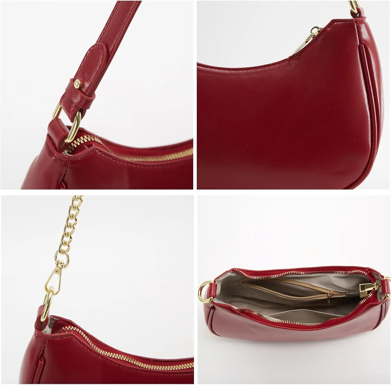 Shoulder Bag for Women Y2K Trendy Hobo Handbags Purse Vegan Leather Clutch Handbag with 2 Adjustable Removable Straps