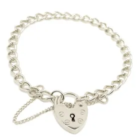 Silver Child's curb charm bracelet with padlock
