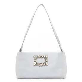 Silver Satin Evening Bag