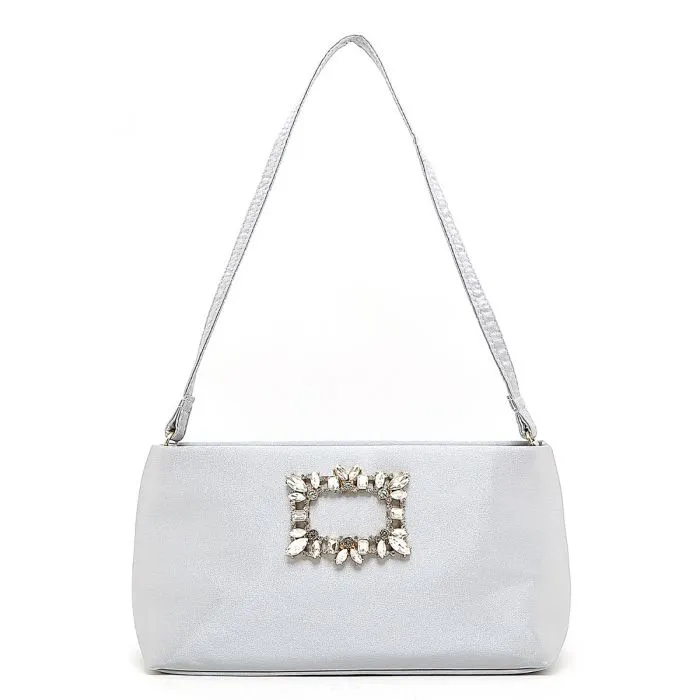 Silver Satin Evening Bag