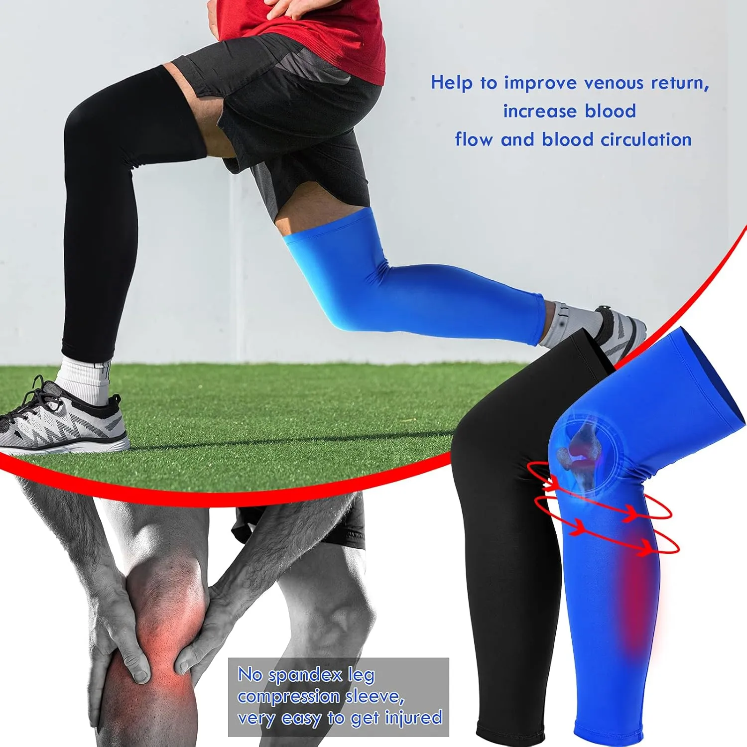 Skylety 4 Pieces Leg Sleeves Cooling Long Sleeves UV Protection for Men Women