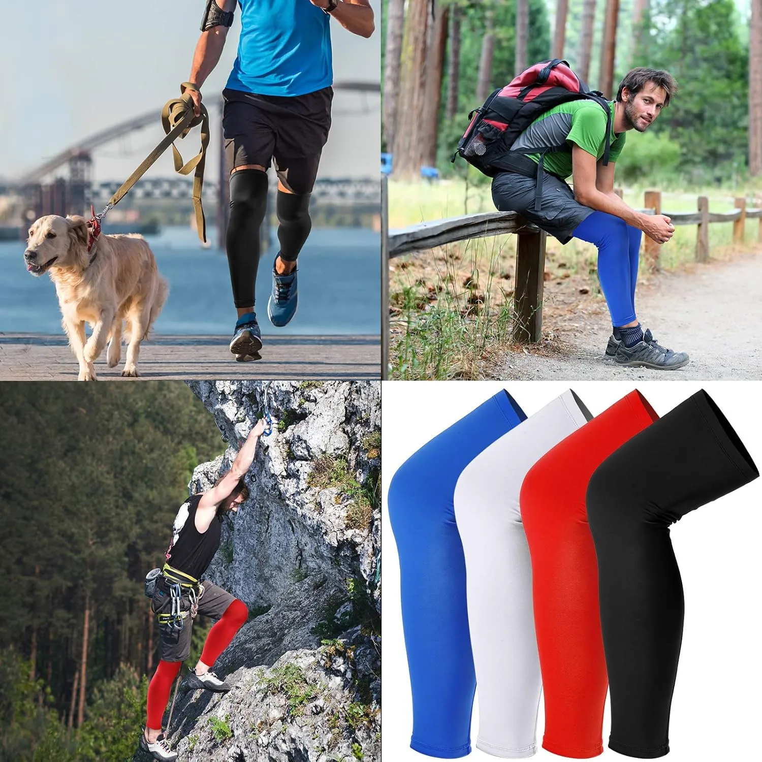 Skylety 4 Pieces Leg Sleeves Cooling Long Sleeves UV Protection for Men Women