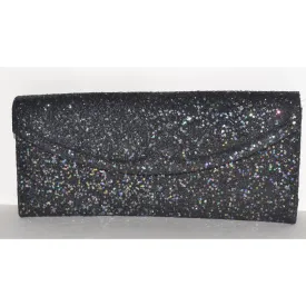 Sparkling Black Glitter Clutch Purse By Lennox