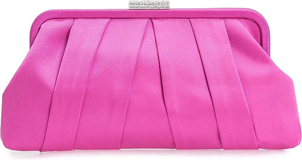 Special Occasion Satin Pleated White Evening Bag