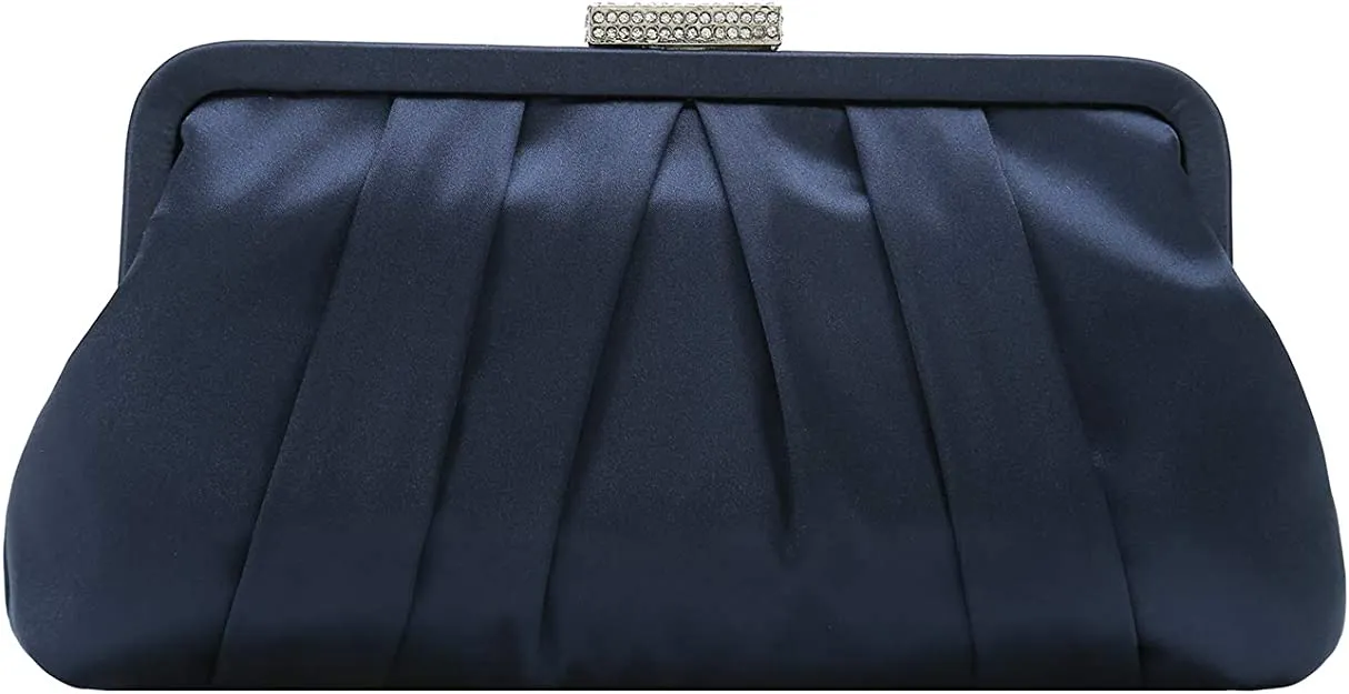 Special Occasion Satin Pleated White Evening Bag