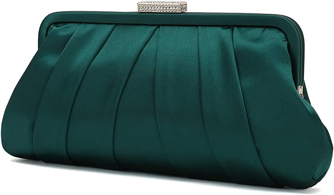 Special Occasion Satin Pleated White Evening Bag