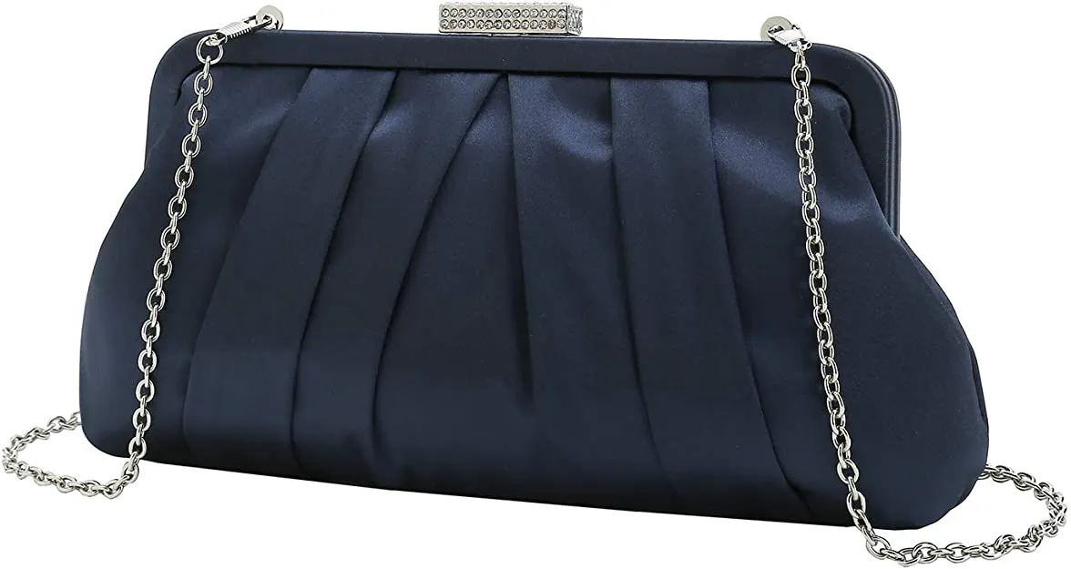 Special Occasion Satin Pleated White Evening Bag