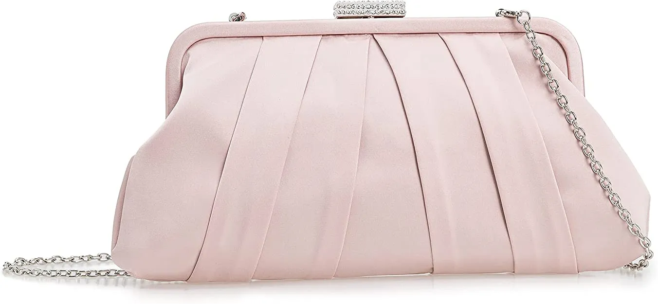 Special Occasion Satin Pleated White Evening Bag