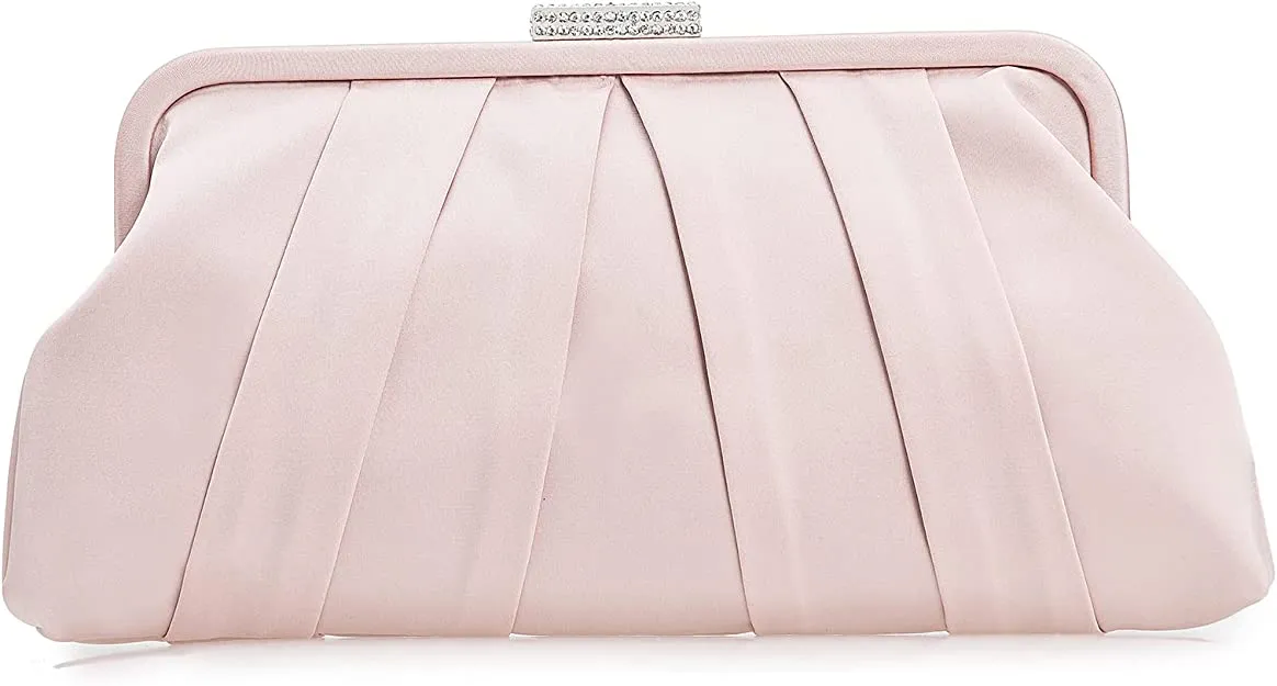 Special Occasion Satin Pleated White Evening Bag