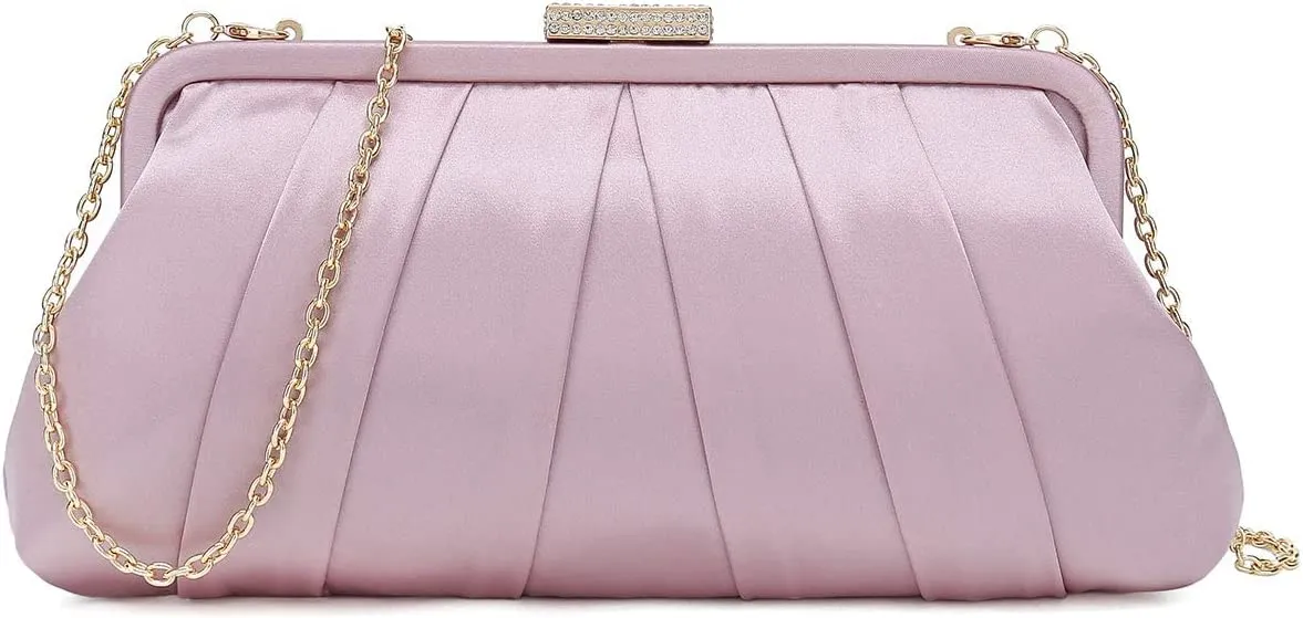Special Occasion Satin Pleated White Evening Bag