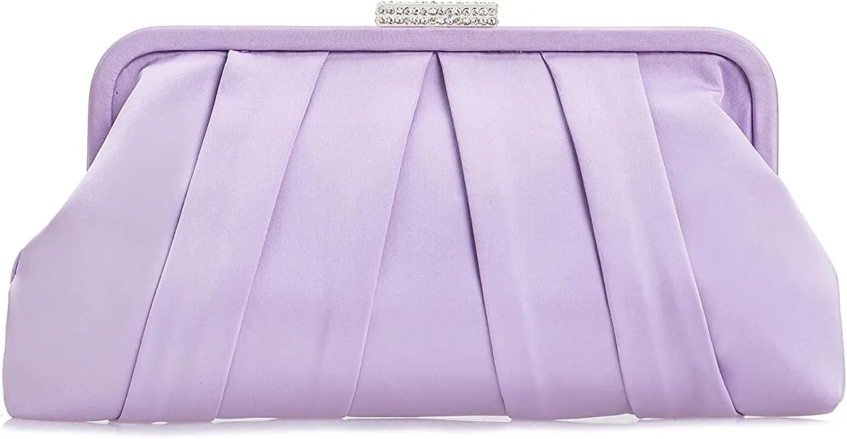 Special Occasion Satin Pleated White Evening Bag