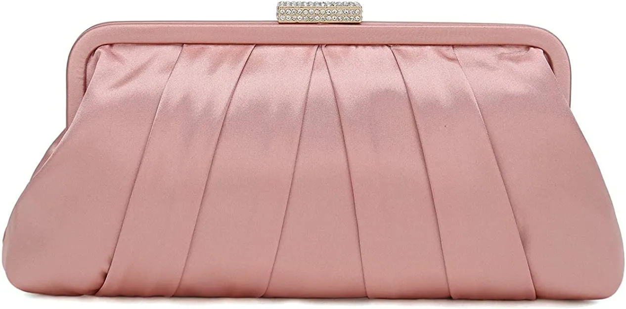 Special Occasion Satin Pleated White Evening Bag