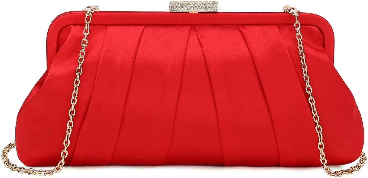 Special Occasion Satin Pleated White Evening Bag