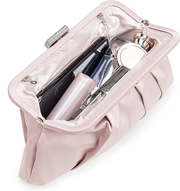 Special Occasion Satin Pleated White Evening Bag