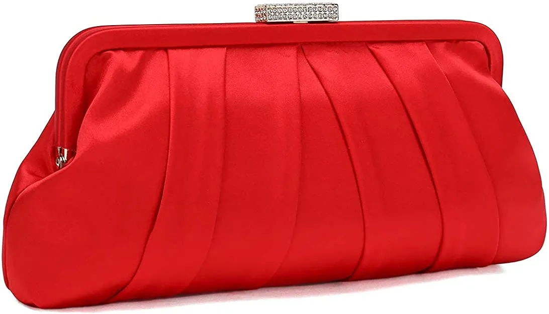 Special Occasion Satin Pleated White Evening Bag