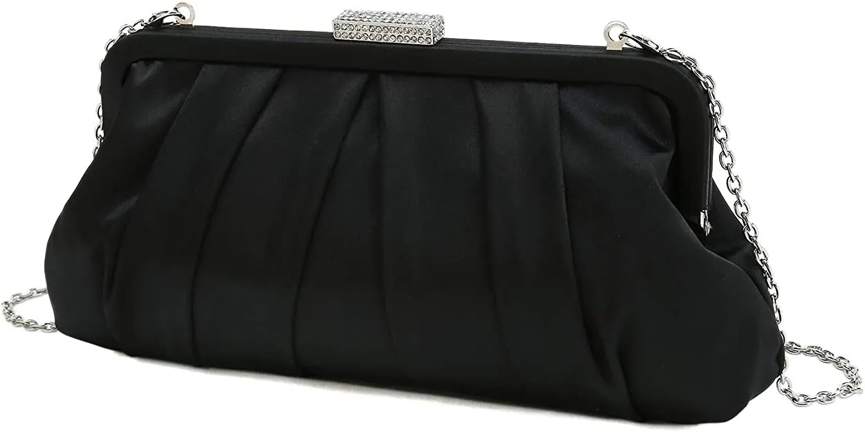 Special Occasion Satin Pleated White Evening Bag
