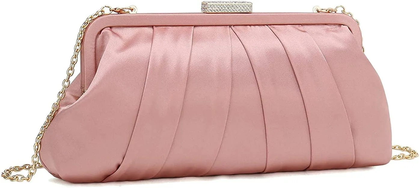Special Occasion Satin Pleated White Evening Bag