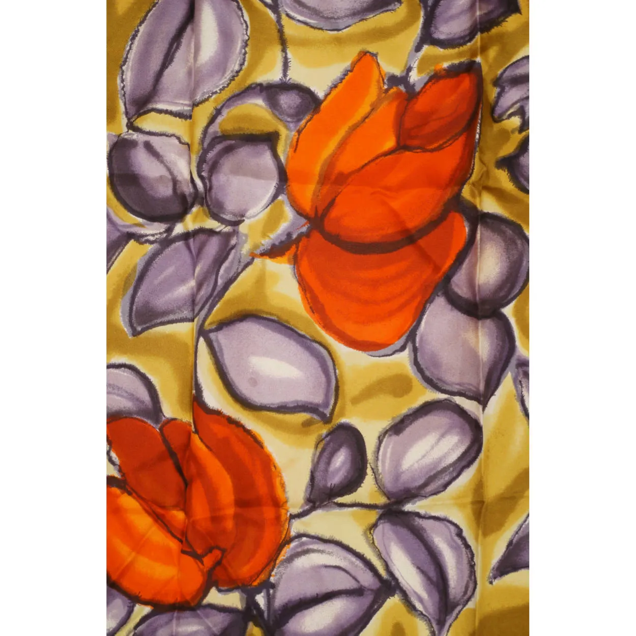 Vintage 1950s Jacques Fath Paris Silk Twill Scarf Modernist Rose Flowers 30.5 Inch