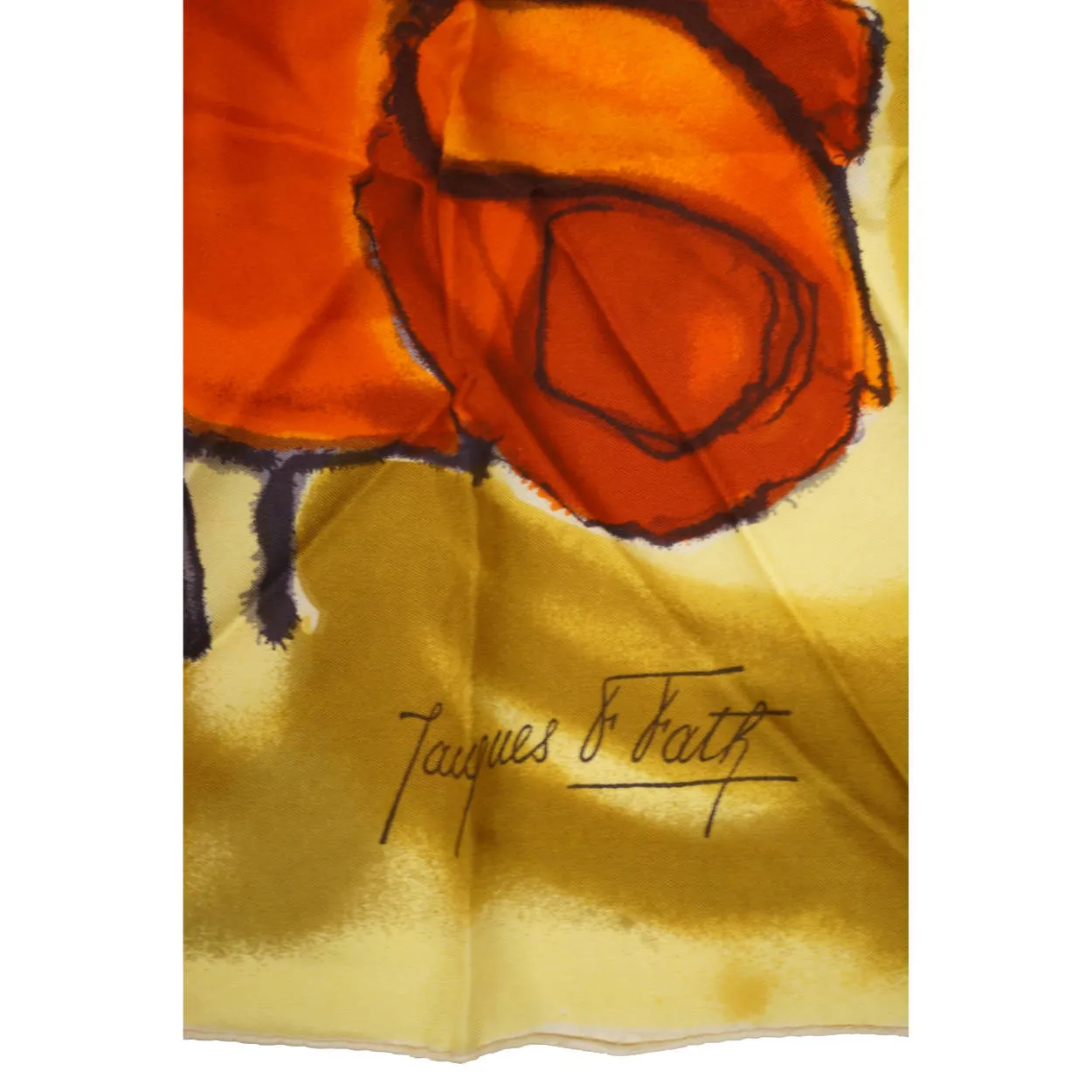 Vintage 1950s Jacques Fath Paris Silk Twill Scarf Modernist Rose Flowers 30.5 Inch