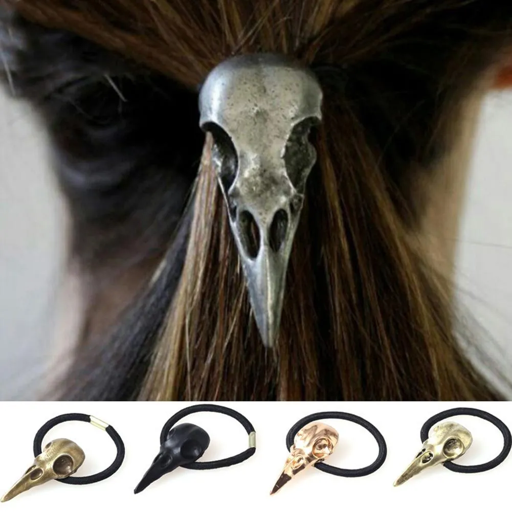 Vintage Raven Skull Elastic Hairband