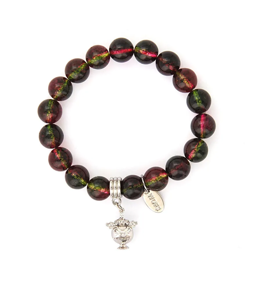 Watermelon Tourmaline with Happiness Vase Charm Bracelet