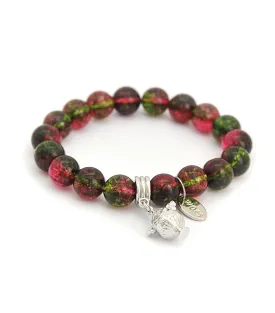 Watermelon Tourmaline with Happiness Vase Charm Bracelet