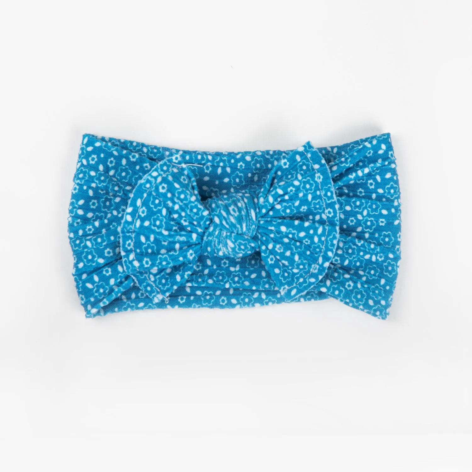Wild Kind Ayla Wide Bow Headband - Blue Floral